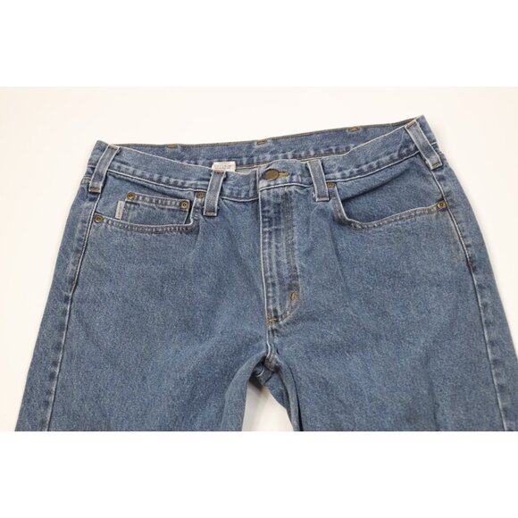 Vintage Y2K Carhartt Mens 36x32 Distressed Traditional Fit Denim Jeans Blue - Picture 2 of 13